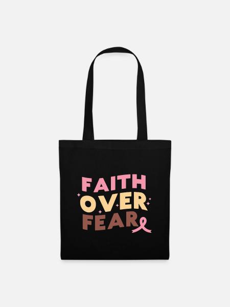 Breast Cancer Awareness Faith over Fear - Stoffbeutel - Schwarz