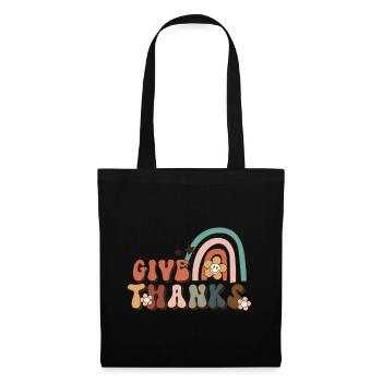 Thanksgiving give thanks retro vintage rainbow - Tote Bag - black - Front