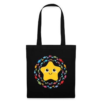 Little sweet starfish in the colorful fish circle - Tote Bag - black - Front