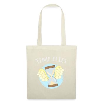 Le temps file... jeu de mots sablier volant - Sac en tissu - nature - Devant