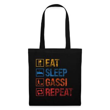 Eat Sleep Gassi Repeat - Stoffbeutel - Schwarz - Vorne