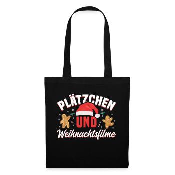 Weihnachten Plätzchen und Weihnachtsfilme - Stoffbeutel - Schwarz - Vorne