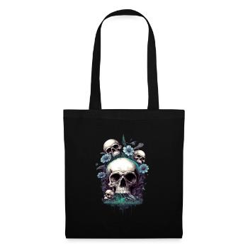Skulls and Flowers Overgrown With Flowers - Tote Bag - black - Front