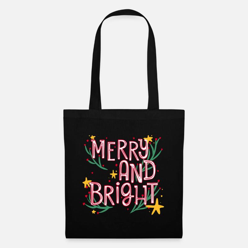 merry and bright - Stoffbeutel - Schwarz
