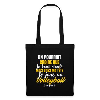 Dans ma Tête je joue au volleyball - Sac en tissu - noir - Devant