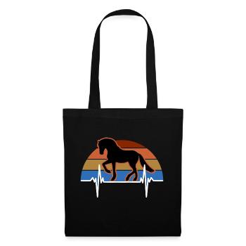 Cheval Rythme Cardiaque, Équitation, t-shirt, chev - Sac en tissu - noir - Devant