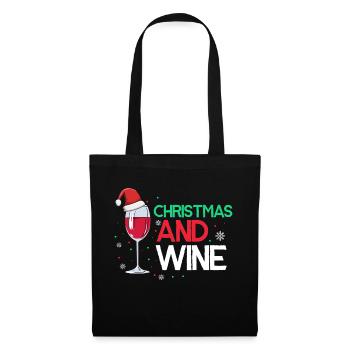 Christmas And Wine Retro Holiday Wine Lover - Stoffbeutel - Schwarz - Vorne