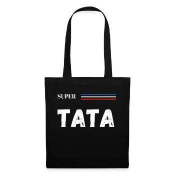 super tata - t-shirt assorti - Sac en tissu - noir - Devant