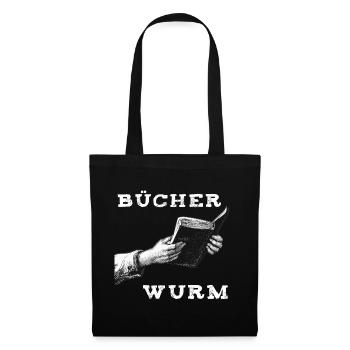 Buch – Bücherwurm - Stoffbeutel - Schwarz - Vorne