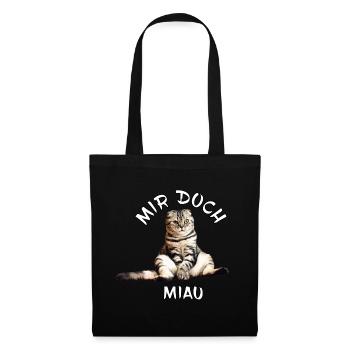 Katze – Mir doch miau - Stoffbeutel - Schwarz - Vorne