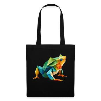Origami Geometrie Frosch bunt modern arty - Stoffbeutel - Schwarz - Vorne