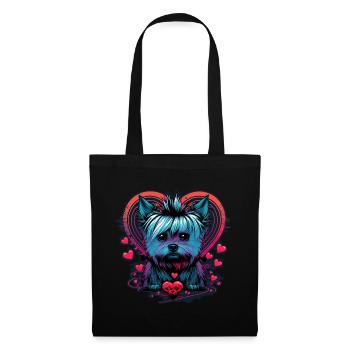 Yorkshire Terrier with heart - Tote Bag - black - Front