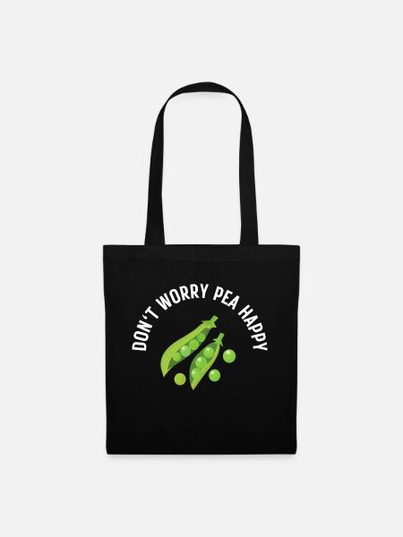 Don't worry pea happy - Stoffbeutel - Schwarz
