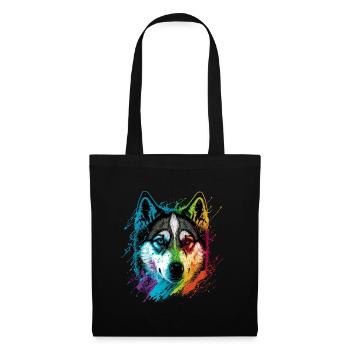 Husky arc-en-ciel - Sac en tissu - noir - Devant