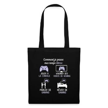 console temps libre jouer à la console cadeau game - Sac en tissu - noir - Devant