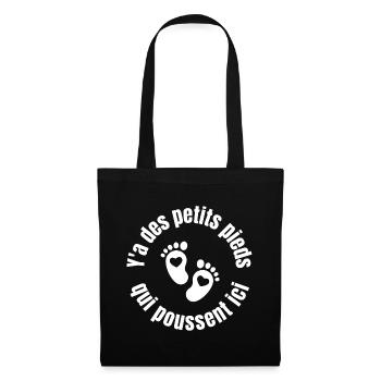 bébé, future maman, enceinte, naissance - Sac en tissu - noir - Devant