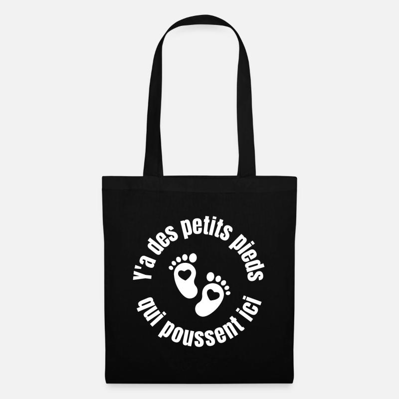 bébé, future maman, enceinte, naissance - Sac en tissu - noir