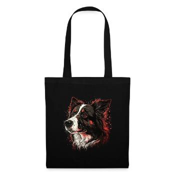 Border Collie - Stoffbeutel - Schwarz - Vorne