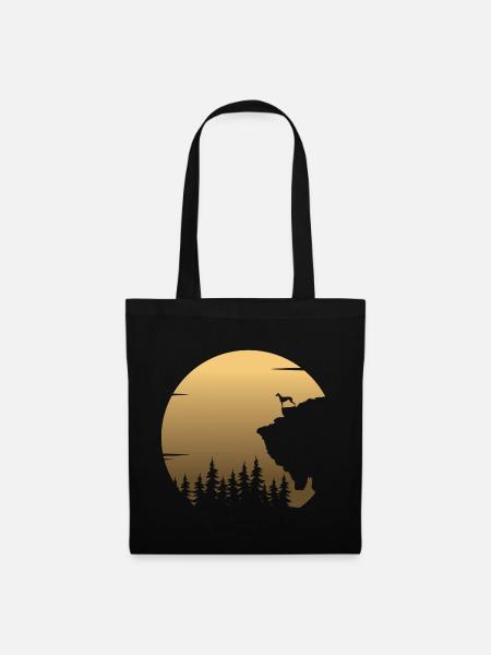 Galgo Espanol Hund Greyhound Mond Silhouette - Stoffbeutel - Schwarz