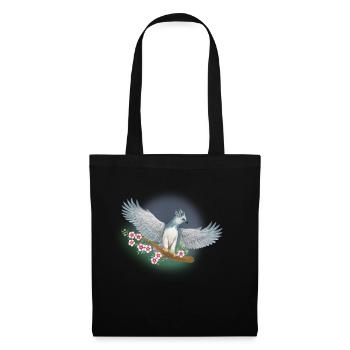 Harpie sur branche avec des fleurs - Sac en tissu - noir - Devant