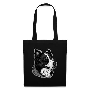 Border Collie - Stoffbeutel - Schwarz - Vorne