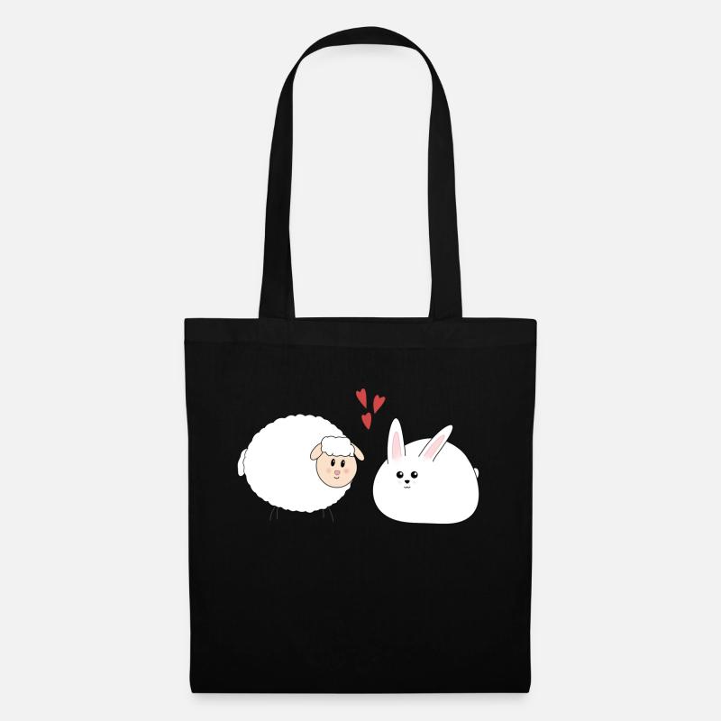 Lapin et mouton, Pâques - Sac en tissu - noir