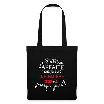 Pas parfaite mais Infirmière - Sac en tissu - noir - Devant