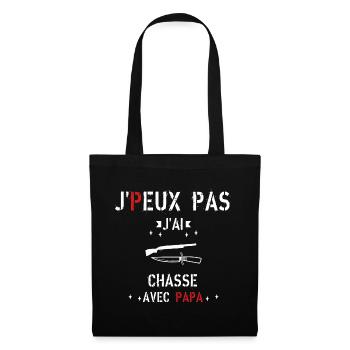 J Peux Pas J ai Chasse avec papa - Sac en tissu - noir - Devant