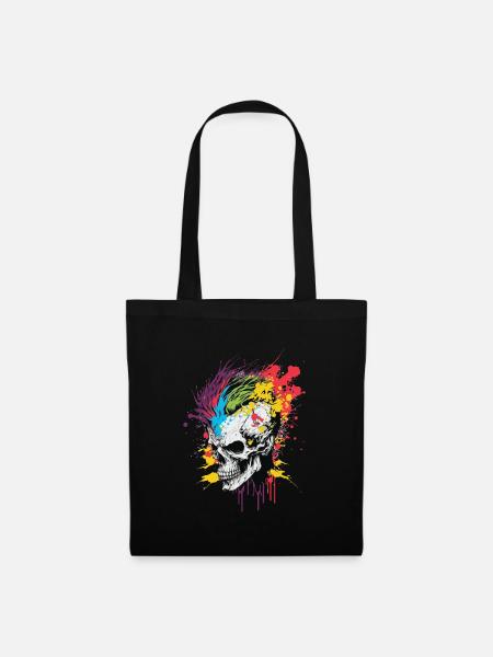 Rainbow Zombie Skull - Stoffbeutel - Schwarz