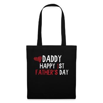 Daddy Happy 1st Fathers Day - Stoffbeutel - Schwarz - Vorne
