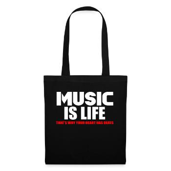 Music is life - Tote Bag - black - Front