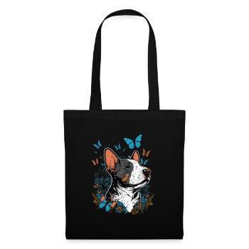 Joyeux bull terrier et papillon - Sac en tissu - noir - Devant