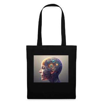 Tête mécanique - Sac en tissu - noir - Devant