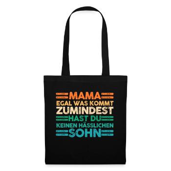 Sohn Muttertag Mutter Mama - Stoffbeutel - Schwarz - Vorne