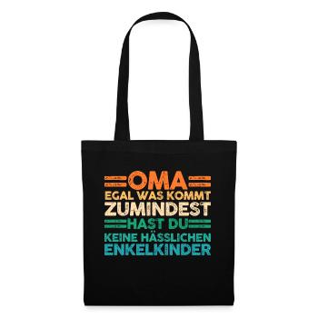 Enkelkinder Großmutter Oma - Stoffbeutel - Schwarz - Vorne