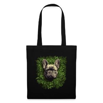 French bulldog looking out of the bushes - Tote Bag - black - Front
