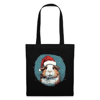Cochon d’Inde avec chapeau de Père Noël - Sac en tissu - noir - Devant