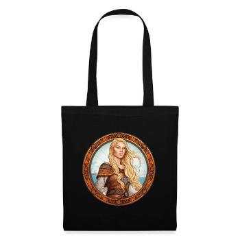 Blonde shieldmaid in Viking portrait - Tote Bag - black - Front