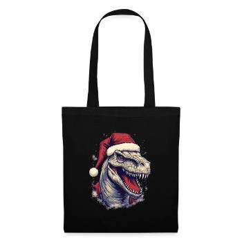 T-Rex avec chapeau de Père Noël - Sac en tissu - noir - Devant