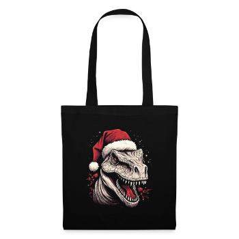 T-Rex avec chapeau de Père Noël - Sac en tissu - noir - Devant