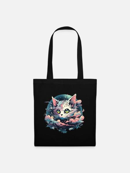Anime Kawaii Cat Japonais - Sac en tissu - noir