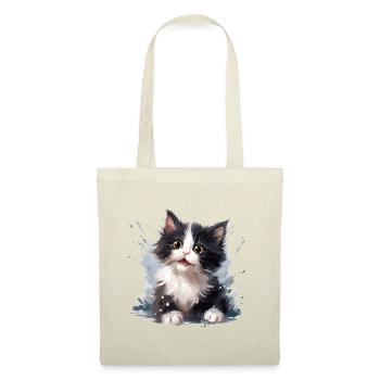 chaton noir et blanc - Sac en tissu - nature - Devant