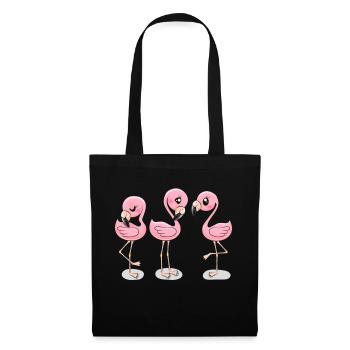 Cute Flamingos T Shirt - Tote Bag - black - Front