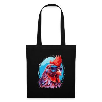 Drôle de poulet avec des lunettes de soleil - Sac en tissu - noir - Devant