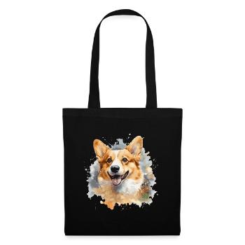 Corgi - Stoffbeutel - Schwarz - Vorne