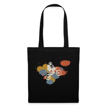 Motocross Retro Motorcycle Splashes of Color - Tote Bag - black - Front