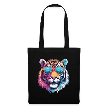 Tiger mit Sonnenbrille - Stoffbeutel - Schwarz - Vorne