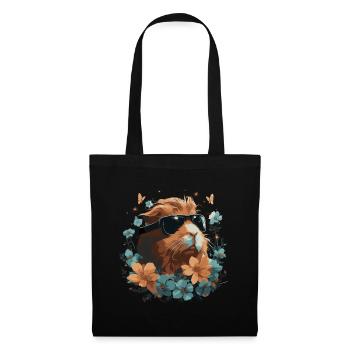 Cochons d’Inde et fleurs - Sac en tissu - noir - Devant