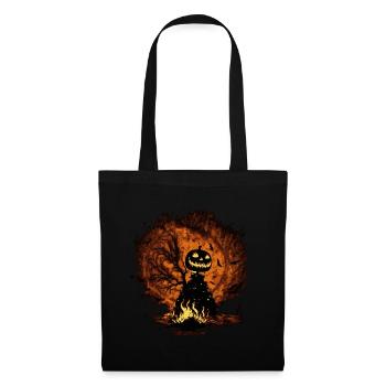 Creepy Halloween pumpkin in flames - Tote Bag - black - Front
