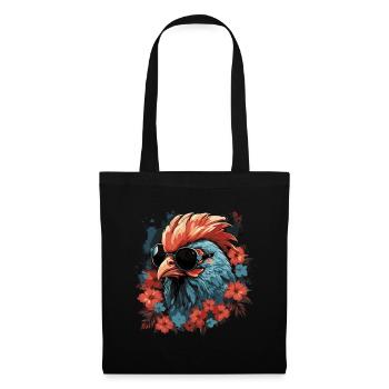 Poulet avec lunettes de soleil - Sac en tissu - noir - Devant
